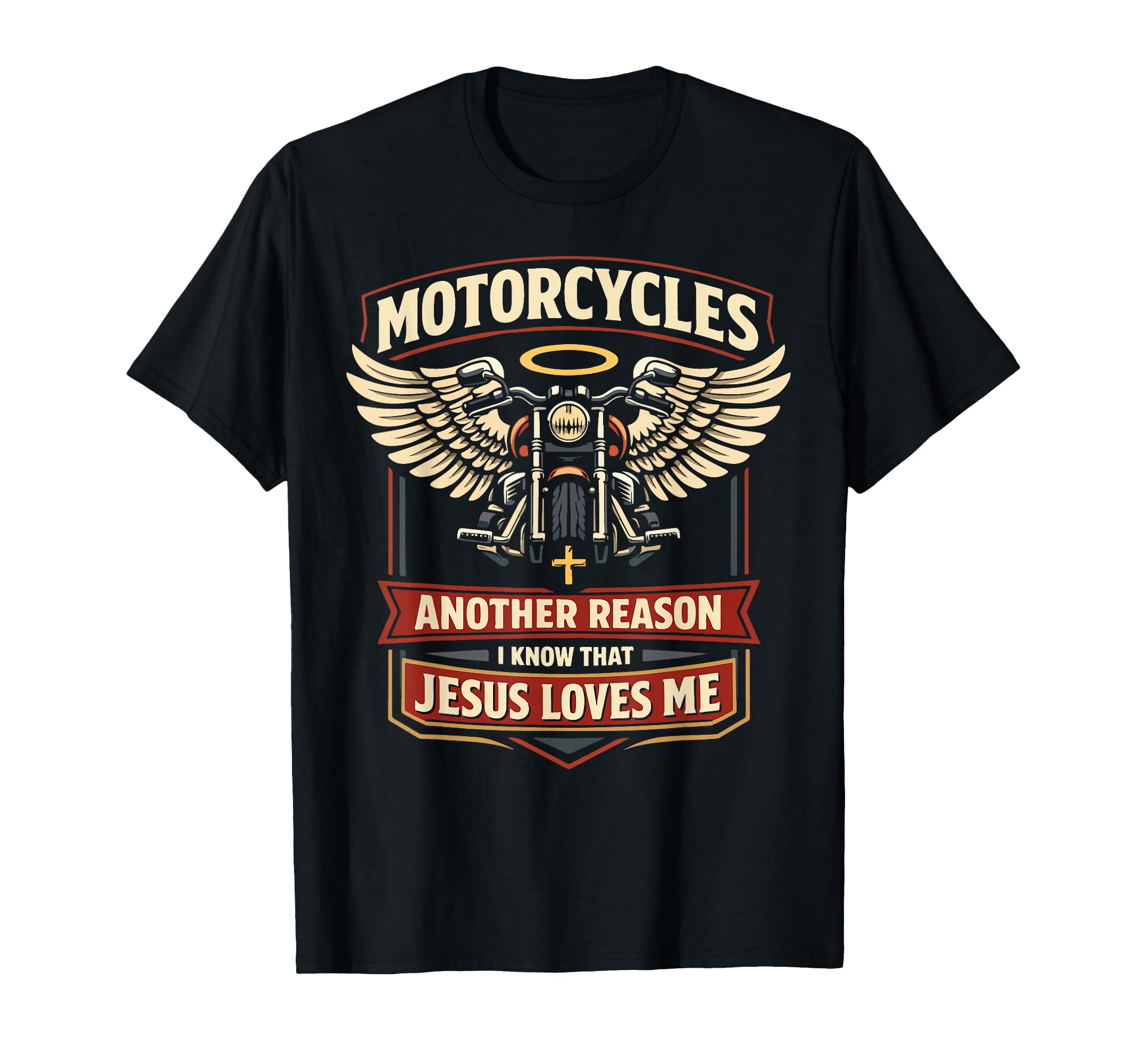 Motorcycle Biker Jesus Faith T-Shirt - Fun Novelty Design for Adults - T-Shirt, Sweatshirt, Hoodie