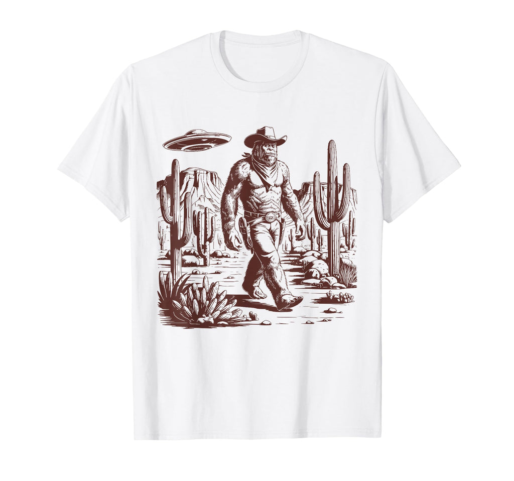Bigfoot Ufo Western Alien 90S Cowboy T-Shirt - Streetwear Style Men Women - T-Shirt, Sweatshirt, Hoodie