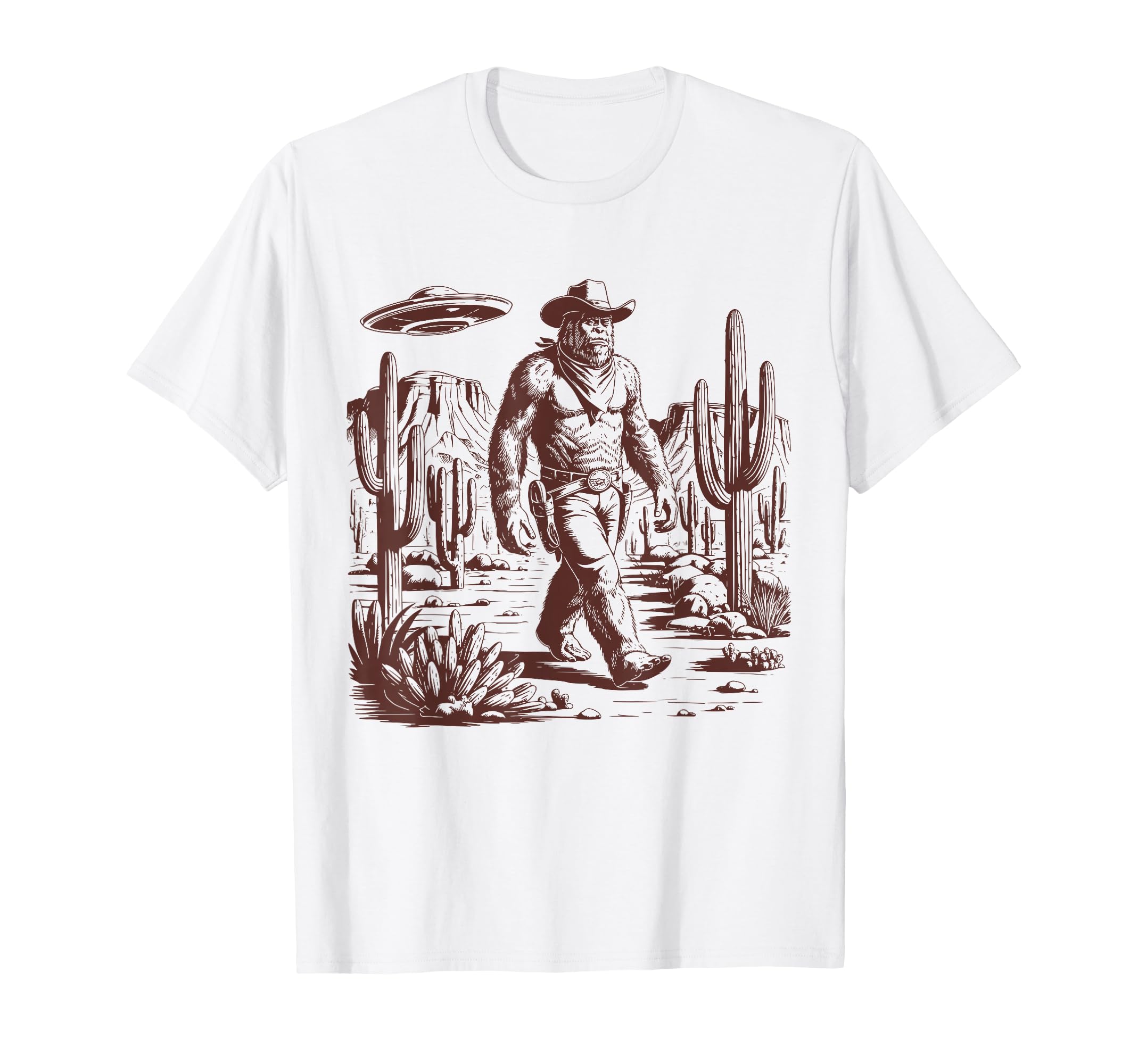 Bigfoot Ufo Western Alien 90S Cowboy T-Shirt - Streetwear Style Men Women - T-Shirt, Sweatshirt, Hoodie