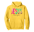 Jesus Loves You Groovy Christian Faith Hoodie - Minimalist Print for Adults - T-Shirt, Sweatshirt, Hoodie