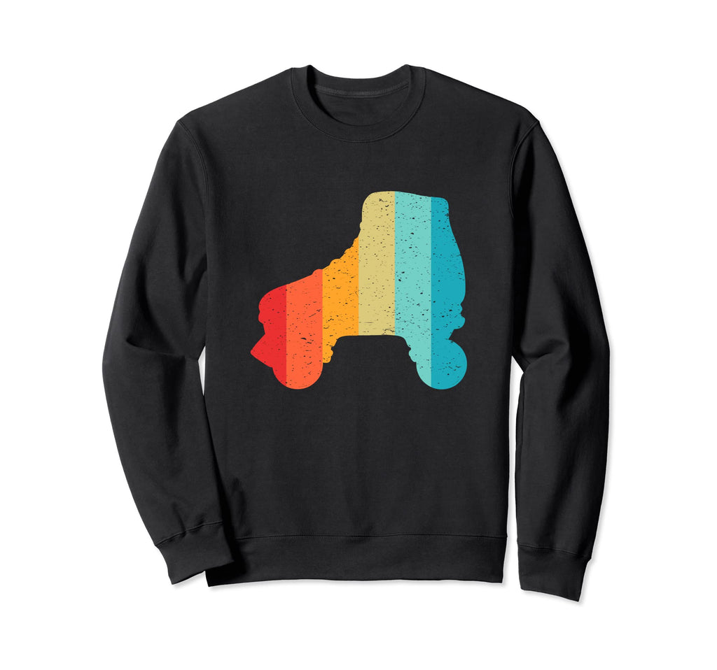 Roller Skate Silhouette 80S Distressed Sweatshirt - Graphic Print Unisex - T-Shirt, Sweatshirt, Hoodie