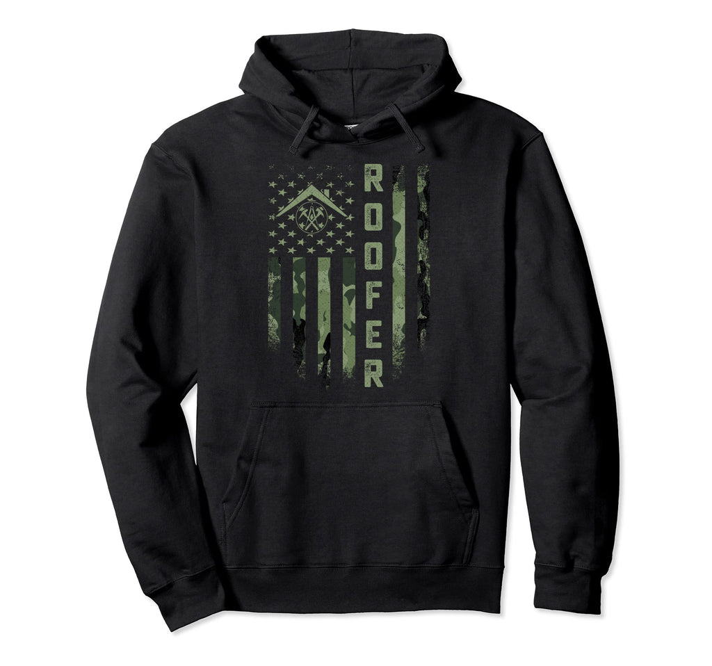 Usa Camo Flag Roofer Roofing Silhouette Hoodie - Graphic Print Men Women - T-Shirt, Sweatshirt, Hoodie