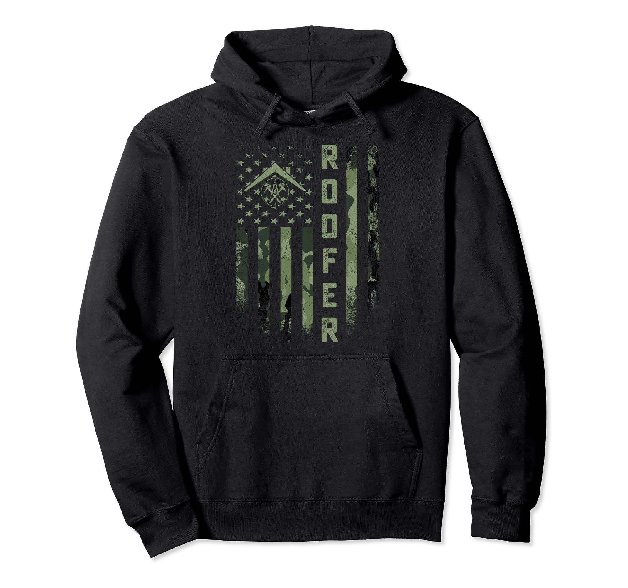 Usa Camo Flag Roofer Roofing Silhouette Hoodie - Graphic Print Men Women - T-Shirt, Sweatshirt, Hoodie