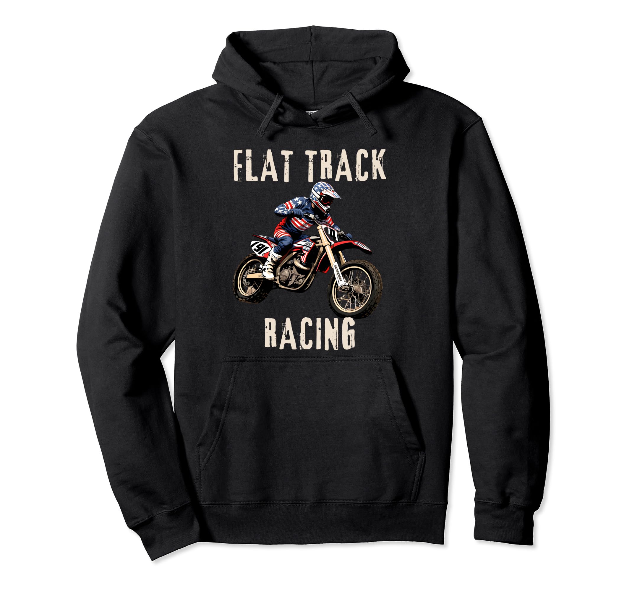 Flat Track Motorcycle Racing American Hoodie - Minimalist Print for Adults - T-Shirt, Sweatshirt, Hoodie