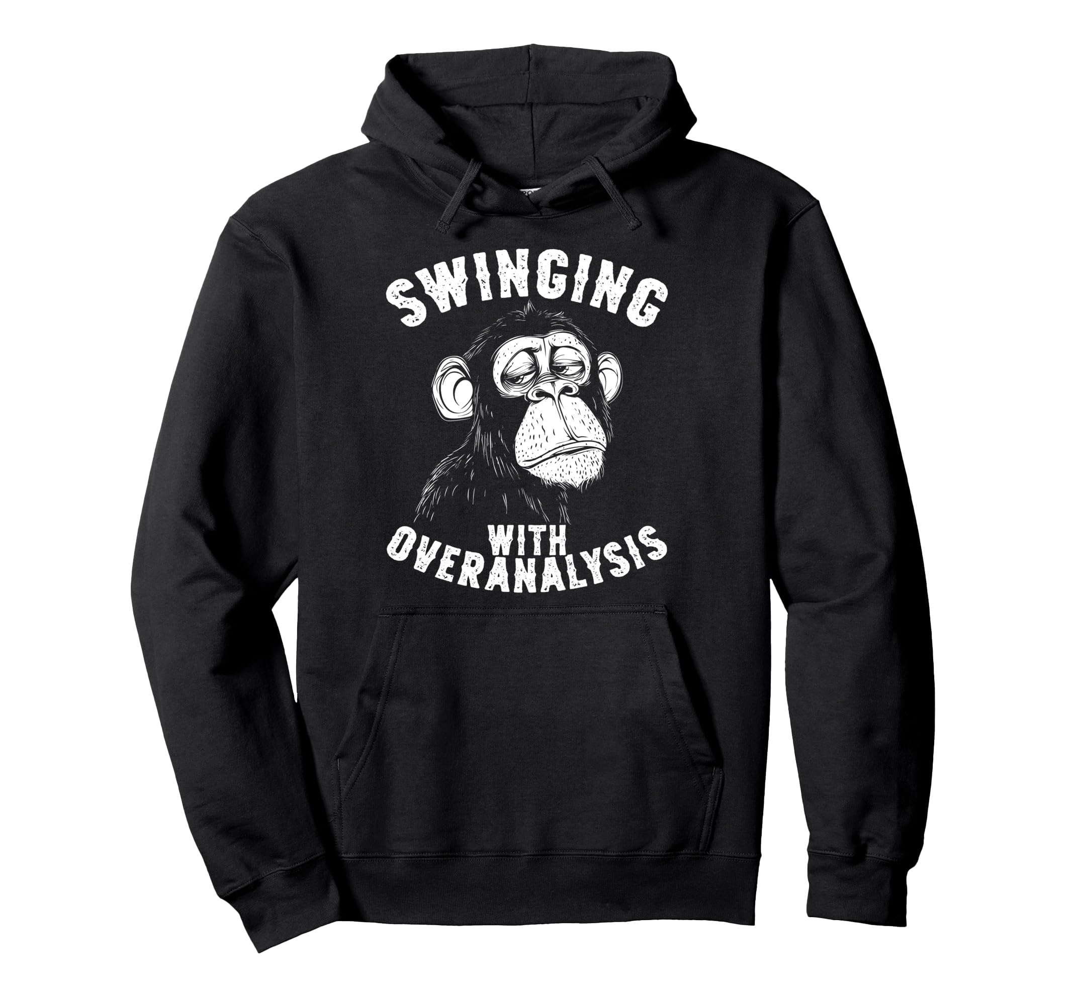 Monkey Overthinkers And Mental Hoodie - Minimalist Print for Adults - T-Shirt, Sweatshirt, Hoodie