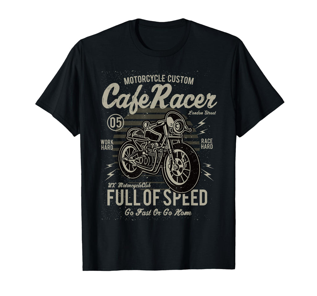 Full Speed Motorcycle Biker Cafe T-Shirt - Aesthetic Graphic for Adults - T-Shirt, Sweatshirt, Hoodie