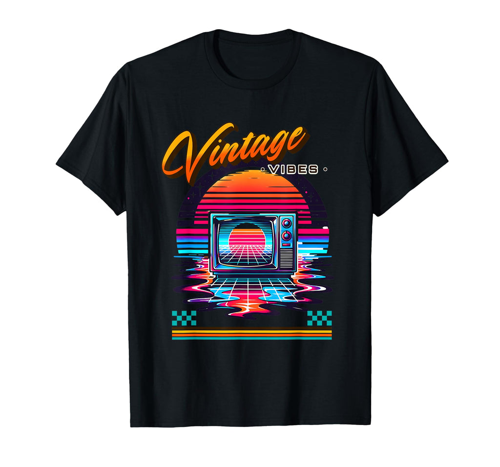 Vibes Crt Tv 80S Synthwave T-Shirt - Unique Graphic Unisex - T-Shirt, Sweatshirt, Hoodie