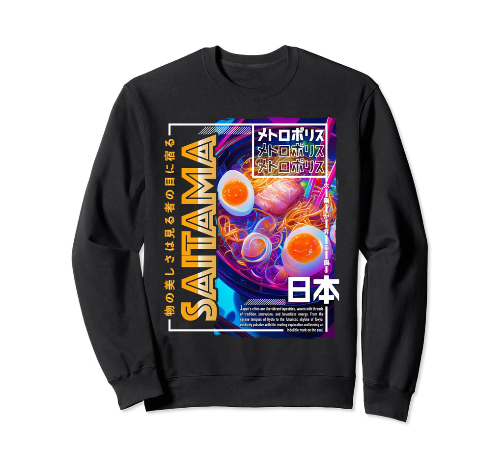 Saitama City 80S Synthwave Ramen Bowl Sweatshirt - Custom Art Print Unisex - T-Shirt, Sweatshirt, Hoodie