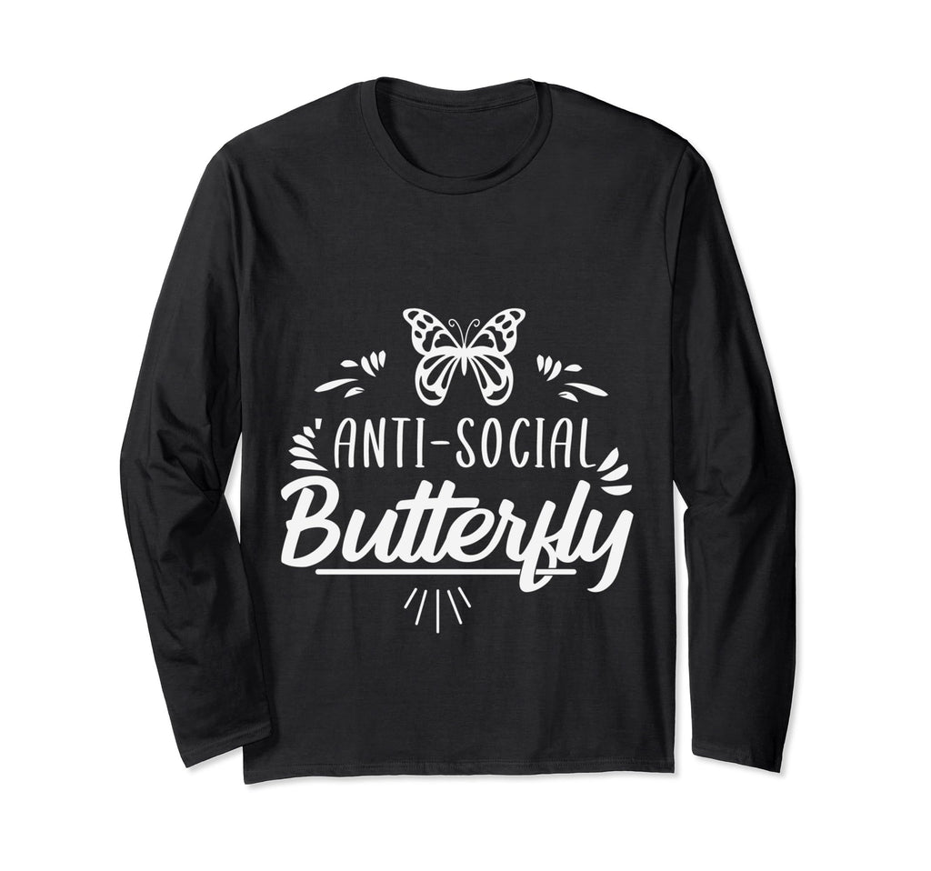 Funny Anti Social Butterfly Teen Junior T-Shirt - Fun Novelty Design Unisex - T-Shirt, Sweatshirt, Hoodie