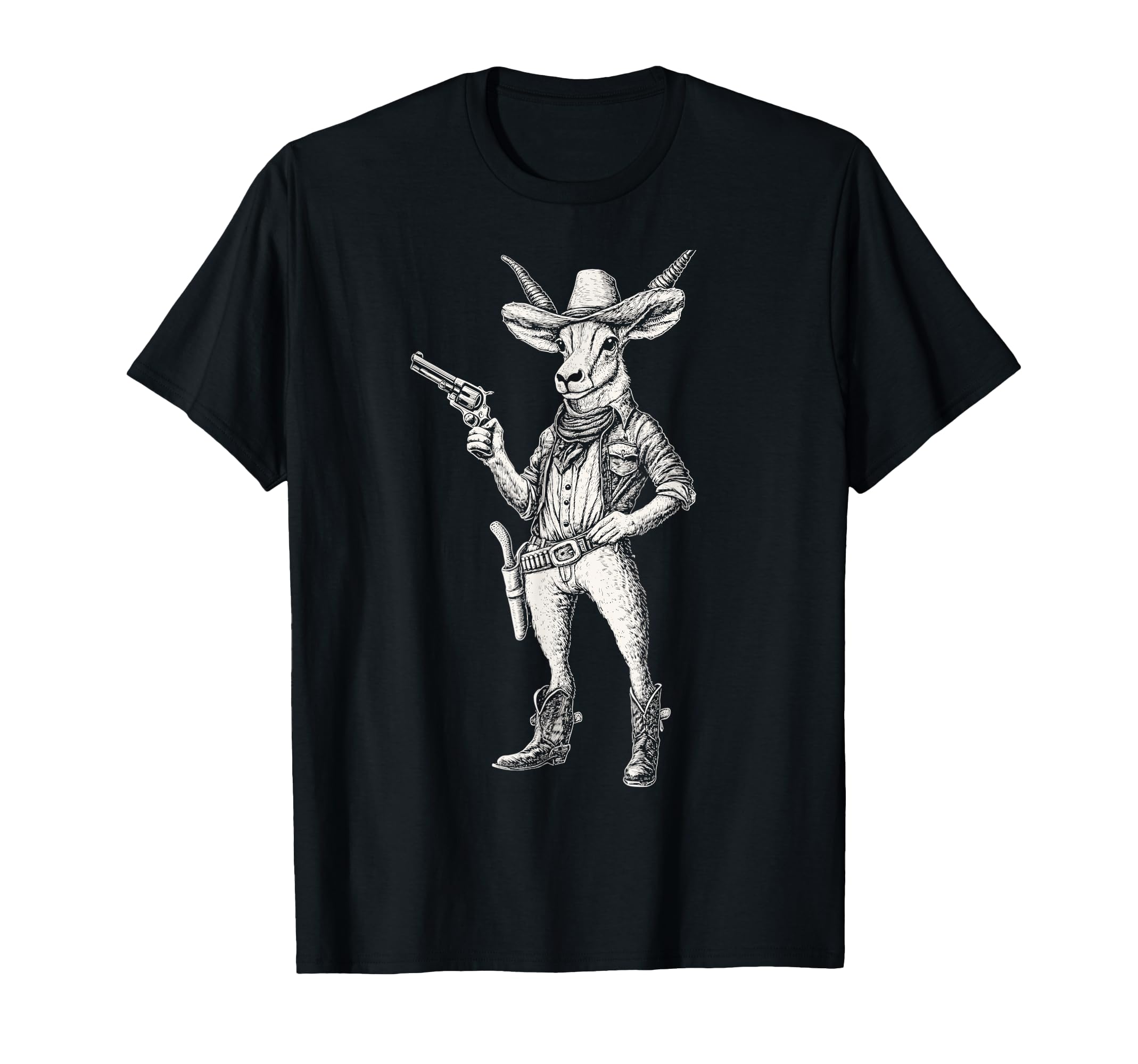 Pronghorn Antelope Cowboy Western T-Shirt - Minimalist Print Men Women - T-Shirt, Sweatshirt, Hoodie