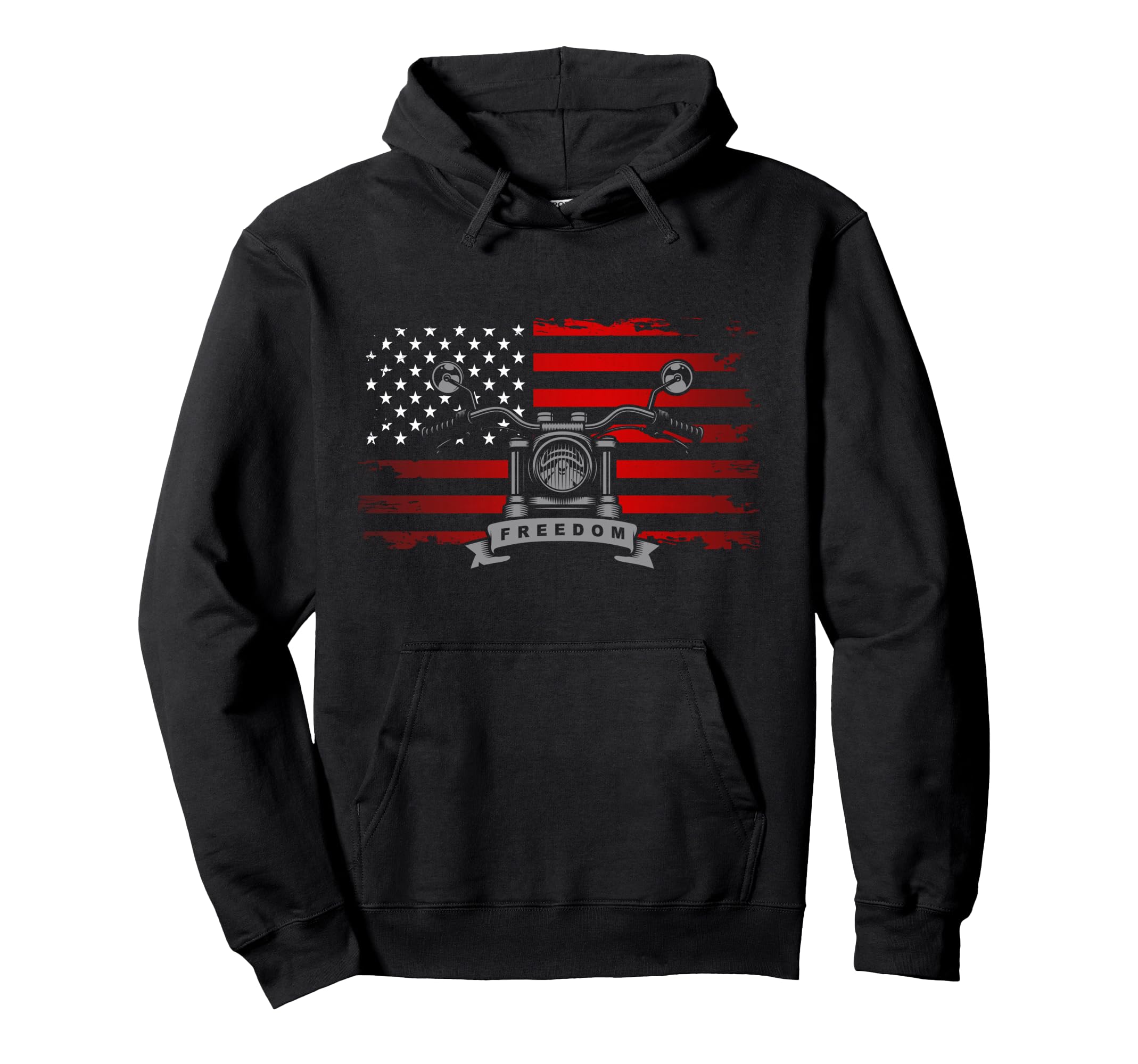 American Flag Motorcycle Motorcycle Hoodie - Minimalist Print for Adults - T-Shirt, Sweatshirt, Hoodie