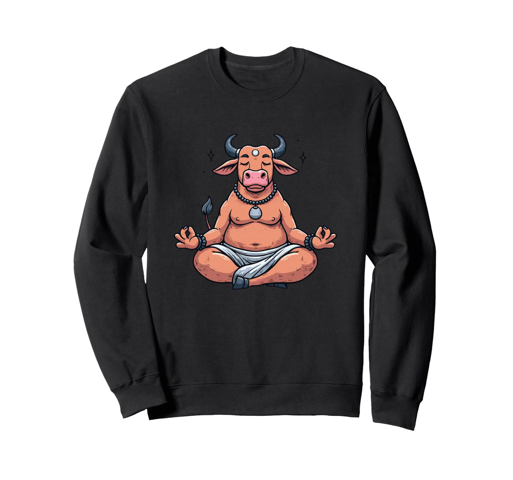 Meditation Bull Yoga Pose Relaxing Sweatshirt - Custom Art Print Men Women - T-Shirt, Sweatshirt, Hoodie