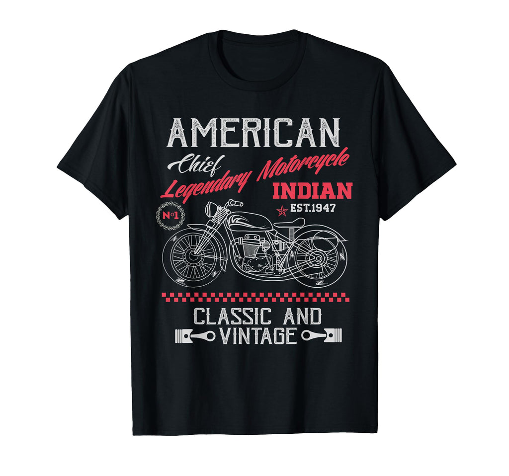American Motorcycle Indian Old Bikers T-Shirt - Graphic Print for Adults - T-Shirt, Sweatshirt, Hoodie