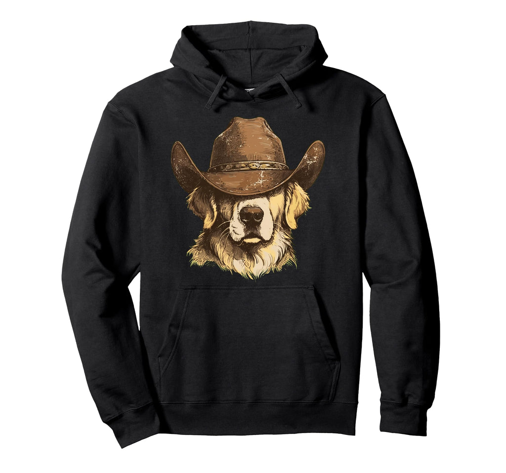 Golden Retriever Cowboy Western Hat Hoodie - Unique Graphic for Adults - T-Shirt, Sweatshirt, Hoodie