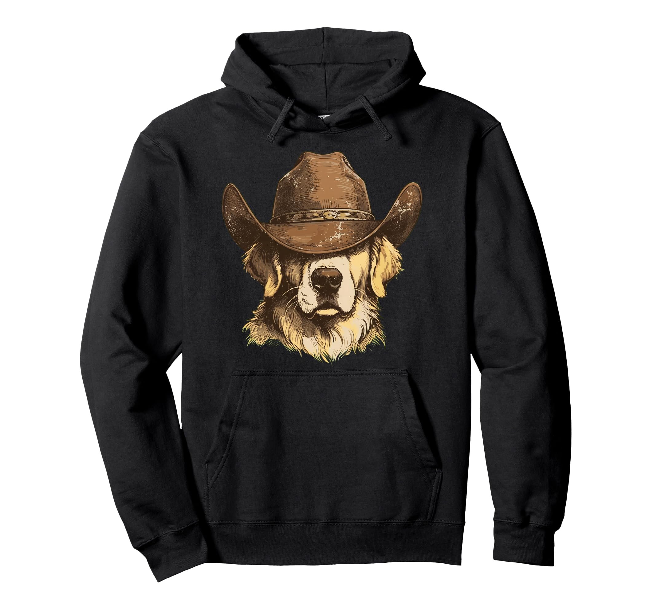 Golden Retriever Cowboy Western Hat Hoodie - Unique Graphic for Adults - T-Shirt, Sweatshirt, Hoodie