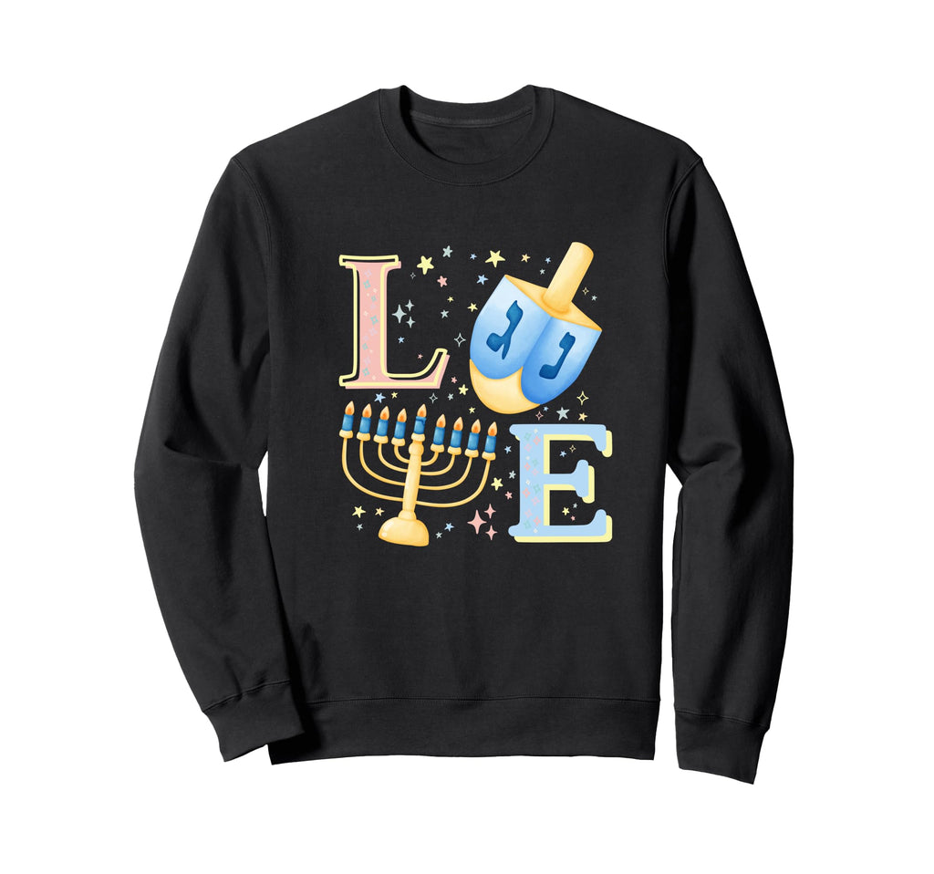 Happy Hanukkah Dreidel Menorah Love Sweatshirt - Custom Art Print Unisex - T-Shirt, Sweatshirt, Hoodie