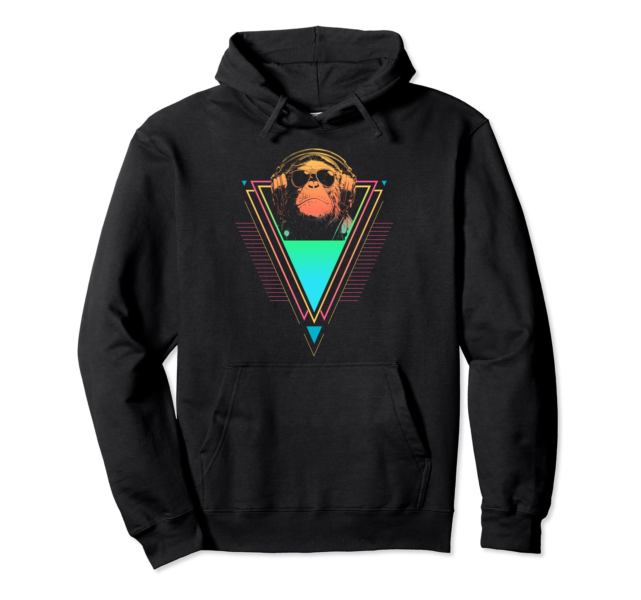 1980S 1990S Synthwave Chimpanzee Sunset Hoodie - Minimalist Print Unisex - T-Shirt, Sweatshirt, Hoodie