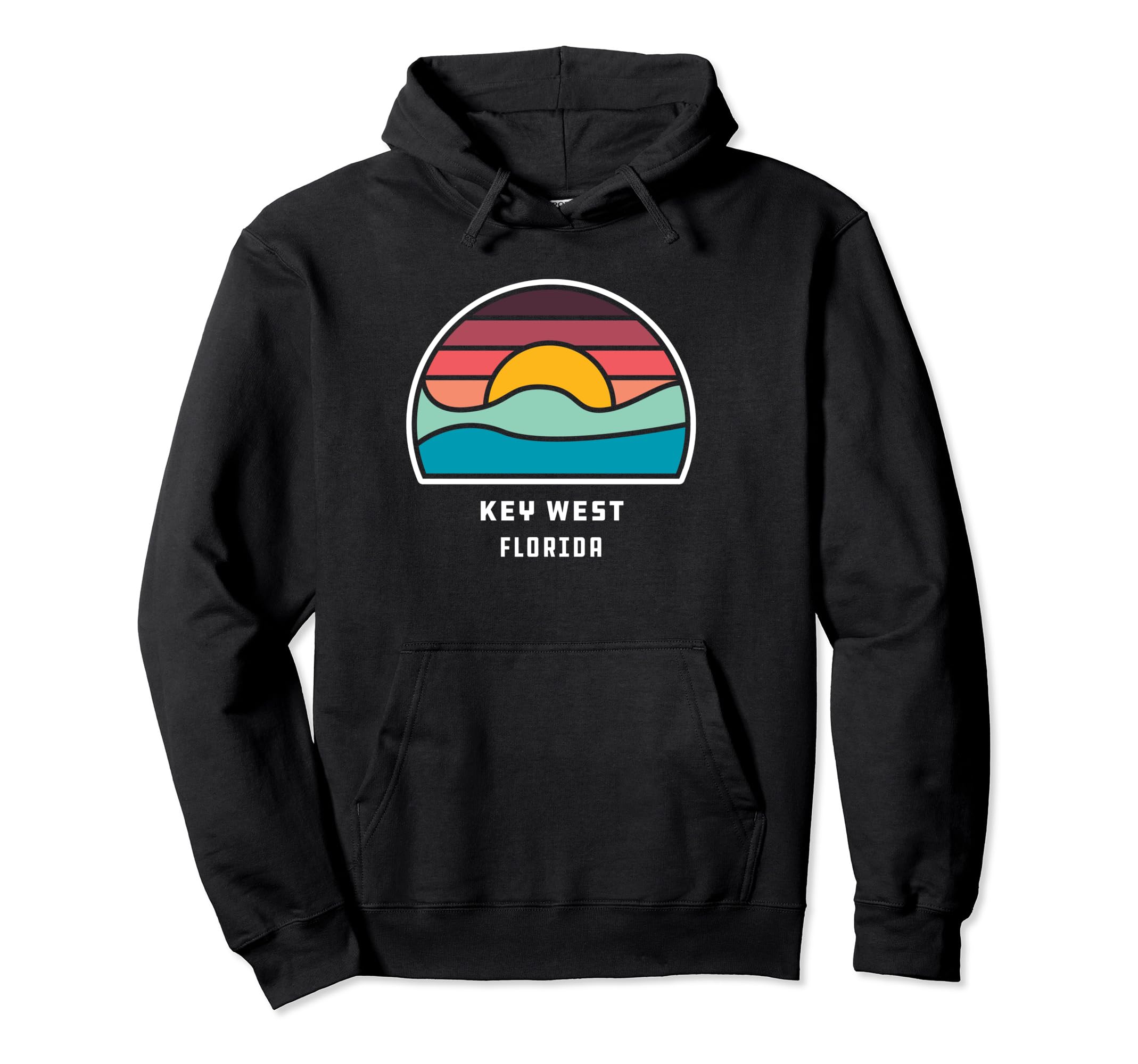 Key West Florida Minimalist Ocean Wave Hoodie - Trendy Graphic Men Women - T-Shirt, Sweatshirt, Hoodie
