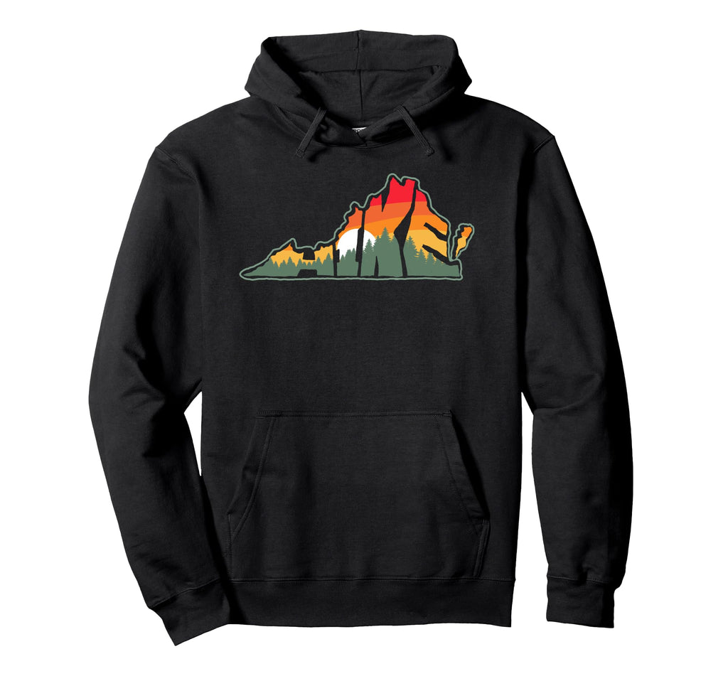 Hike Virginia Outdoor Hiking Typography Hoodie - Graphic Print Men Women - T-Shirt, Sweatshirt, Hoodie