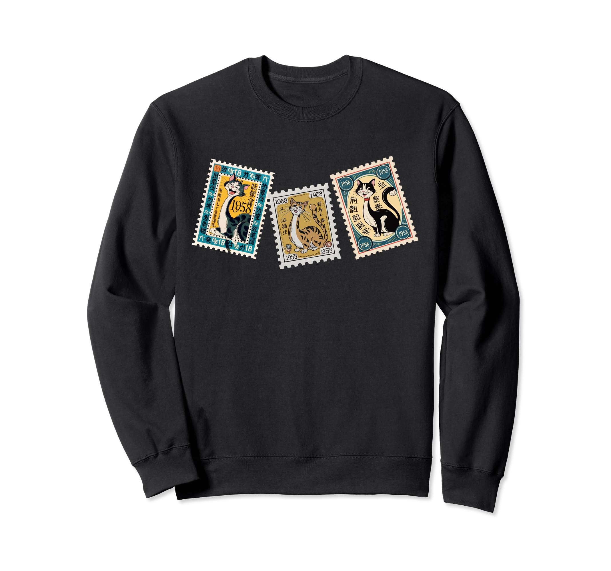 Mid Century Long Neck Cats 50S Sweatshirt - Aesthetic Graphic Men Women - T-Shirt, Sweatshirt, Hoodie