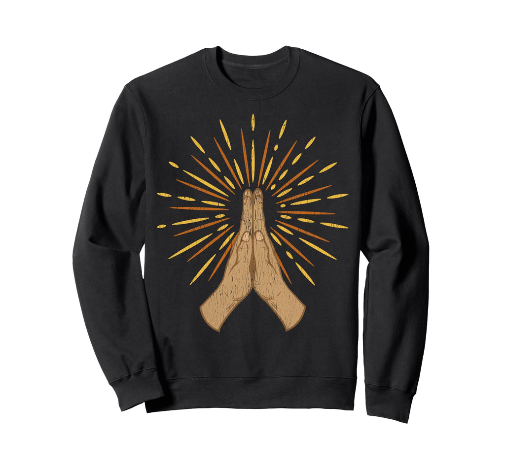 Pray Pray Hands Prayer Rays Spiritual Sweatshirt - Minimalist Print Unisex - T-Shirt, Sweatshirt, Hoodie