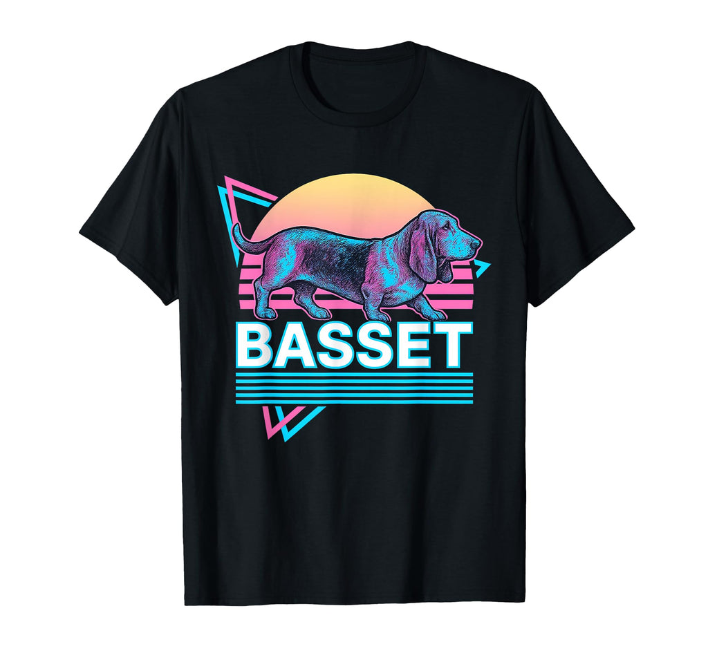 Basset Hound Synthwave Aesthetic Dog Lover T-Shirt - Trendy Graphic Unisex - T-Shirt, Sweatshirt, Hoodie