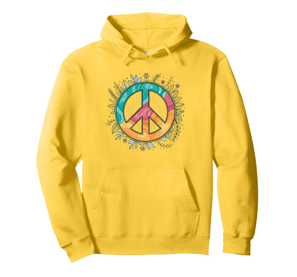 Peace Sign Hippie Floral Hoodie - Custom Art Print for Adults - T-Shirt, Sweatshirt, Hoodie