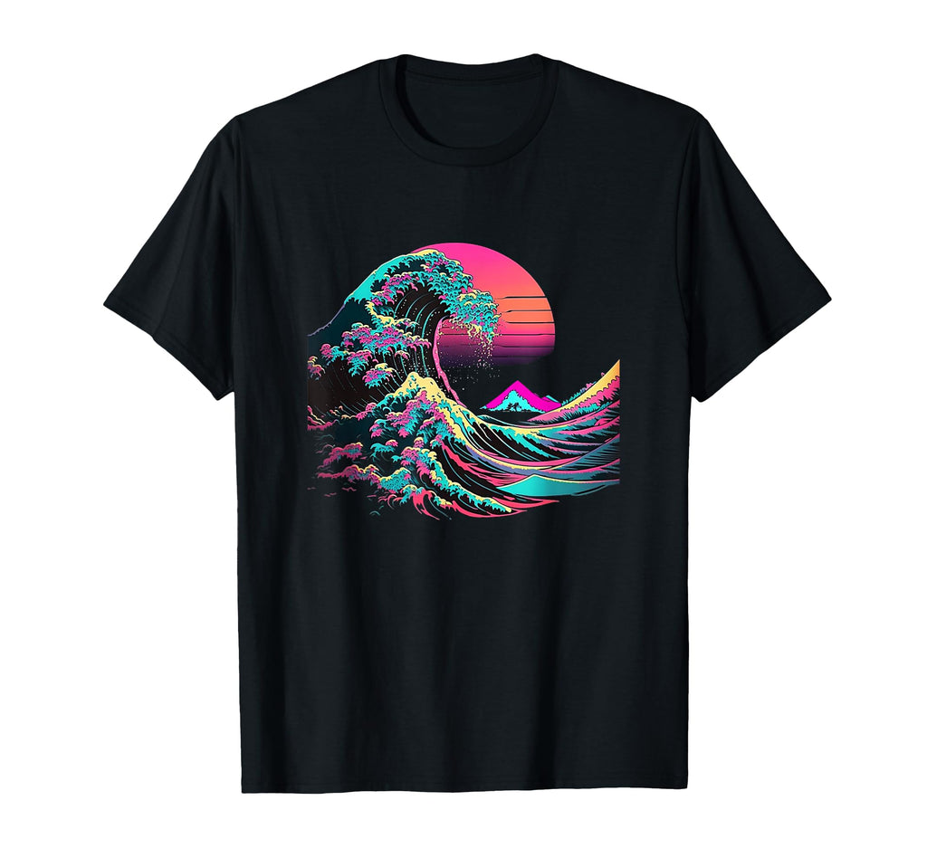 Vaperwave Aesthetic Glitch Great Wave T-Shirt - Streetwear Style Men Women - T-Shirt, Sweatshirt, Hoodie