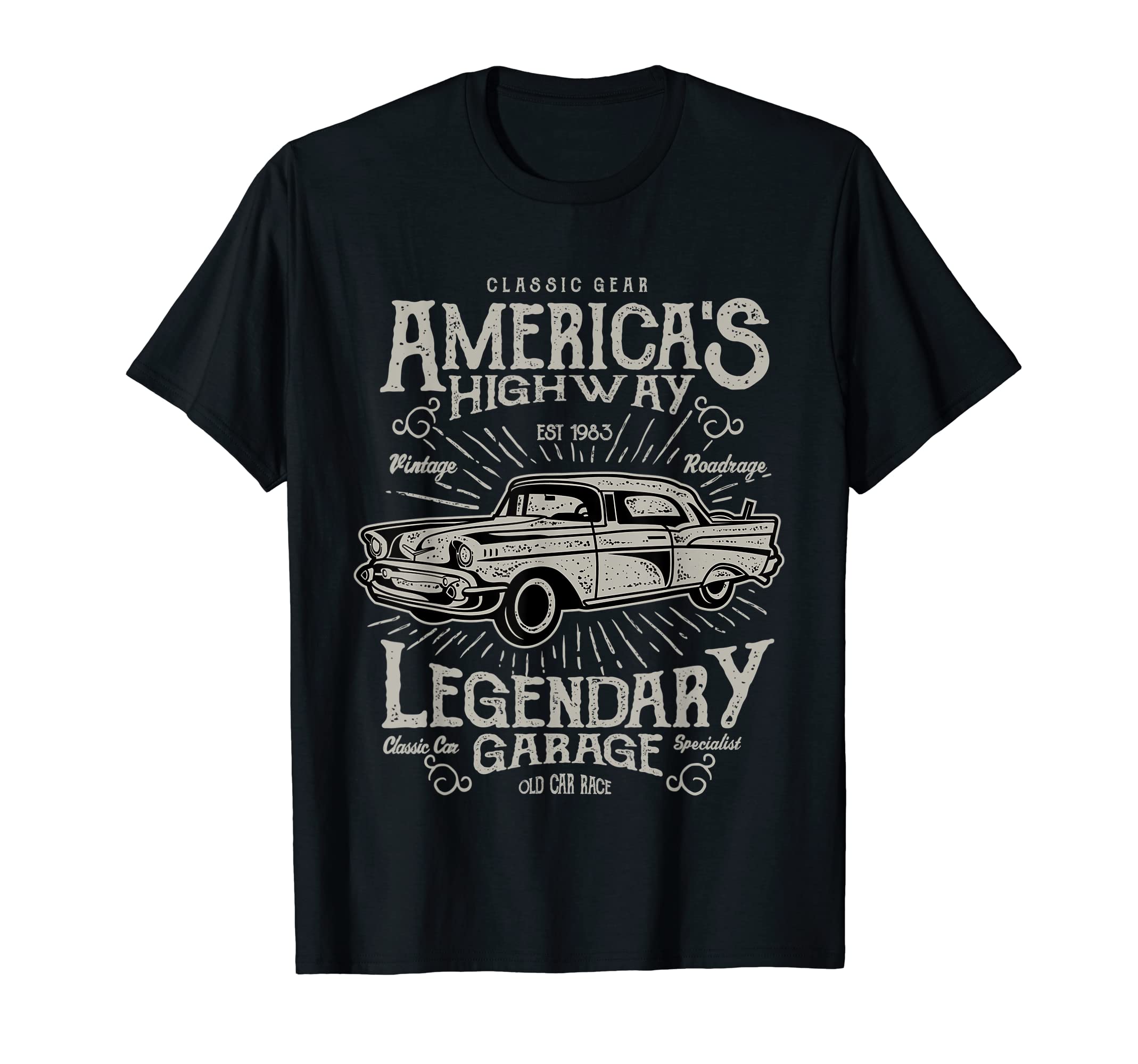Gear Americas Highway Car T-Shirt - Novelty Apparel for Adults - T-Shirt, Sweatshirt, Hoodie