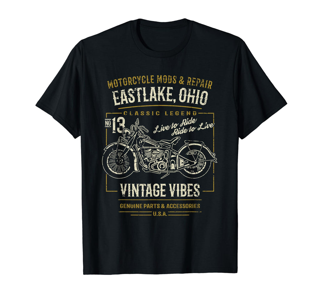 Eastlake Oh Usa Distressed Motorcycle T-Shirt - Novelty Apparel Men Women - T-Shirt, Sweatshirt, Hoodie