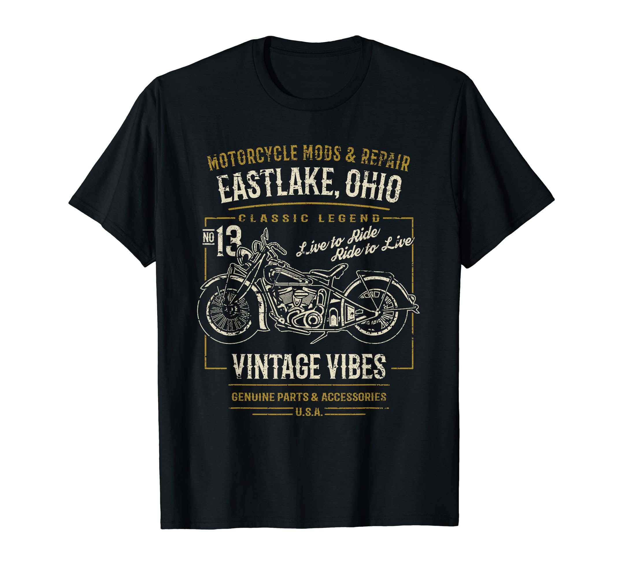 Eastlake Oh Usa Distressed Motorcycle T-Shirt - Novelty Apparel Men Women - T-Shirt, Sweatshirt, Hoodie