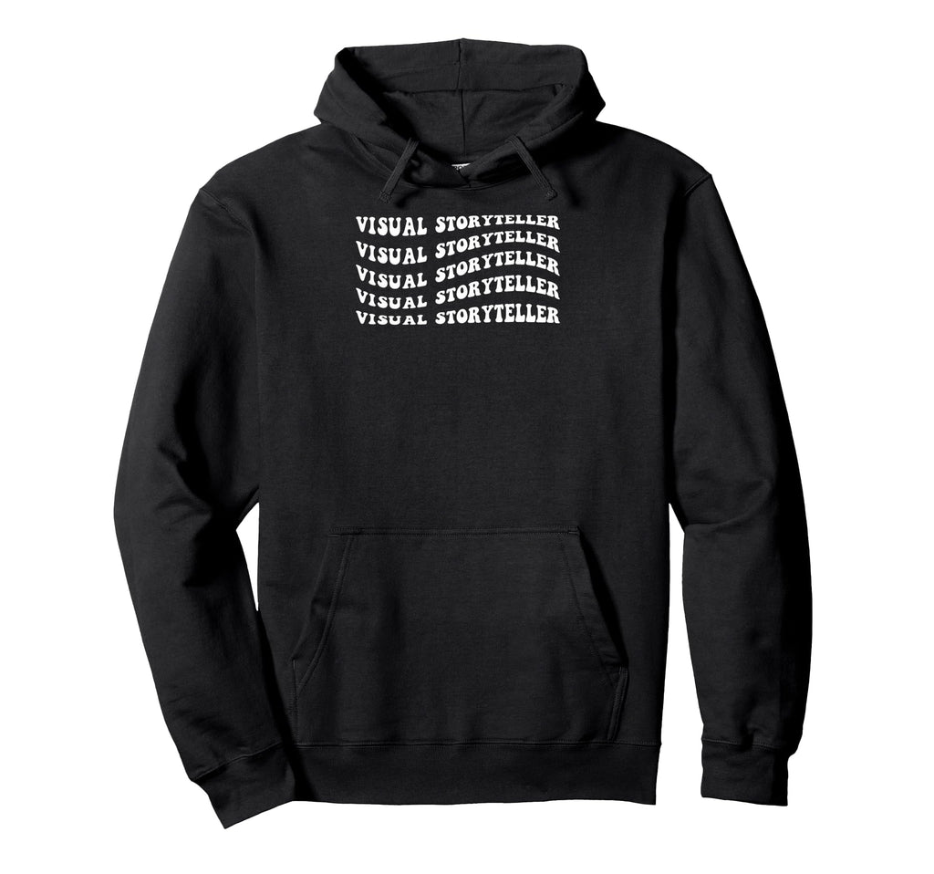 Visual Storyteller Wavy Text Hoodie - Unique Graphic Unisex - T-Shirt, Sweatshirt, Hoodie
