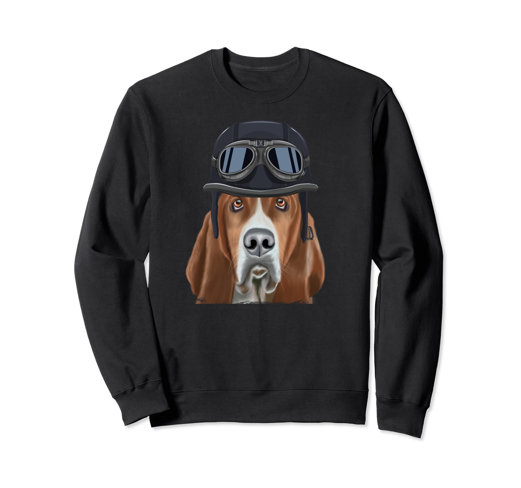 Funny Motorcycle Helmet Basset Sweatshirt - Streetwear Style for Adults - T-Shirt, Sweatshirt, Hoodie