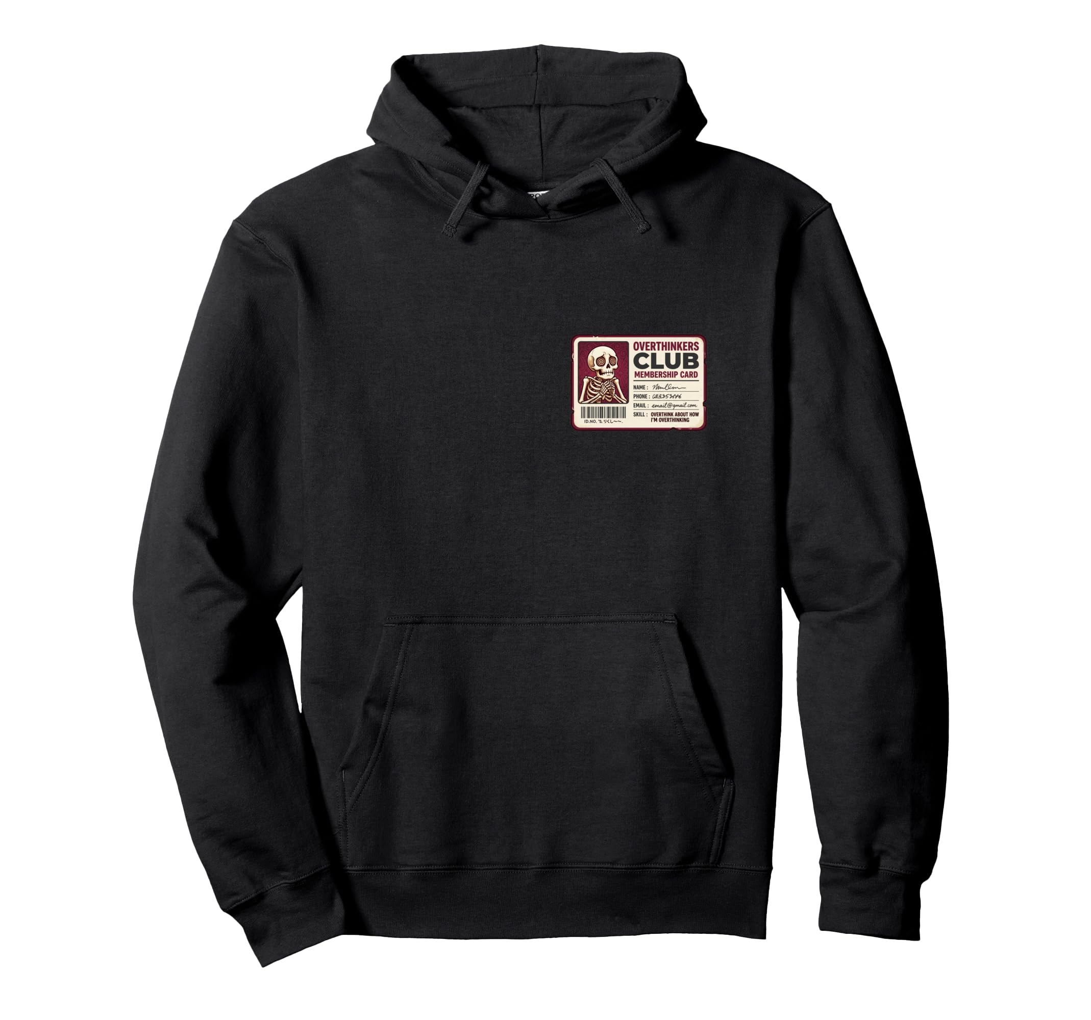 Overthinkers Club Membership Card Hoodie - Unique Graphic Men Women - T-Shirt, Sweatshirt, Hoodie