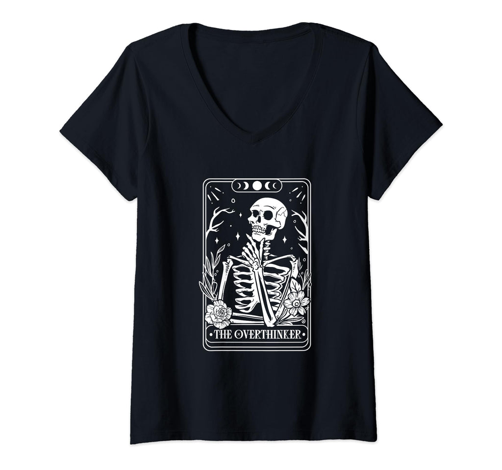Womens Overthinker Tarot V Neck T-Shirt - Aesthetic Graphic for Adults - T-Shirt, Sweatshirt, Hoodie