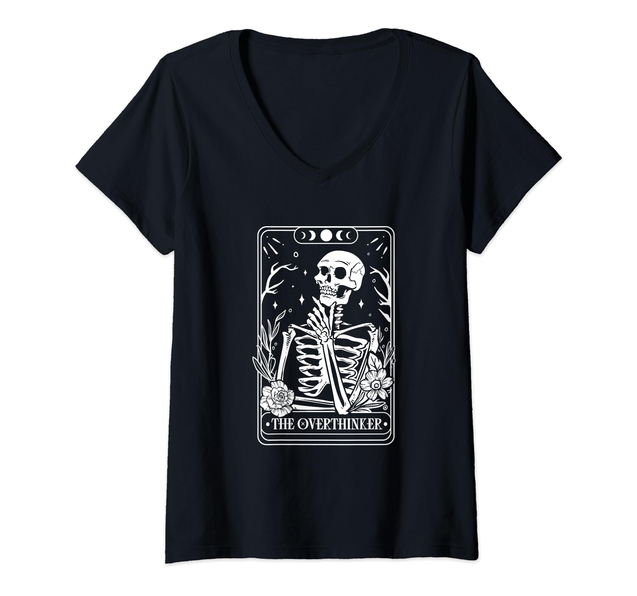 Womens Overthinker Tarot V Neck T-Shirt - Aesthetic Graphic for Adults - T-Shirt, Sweatshirt, Hoodie