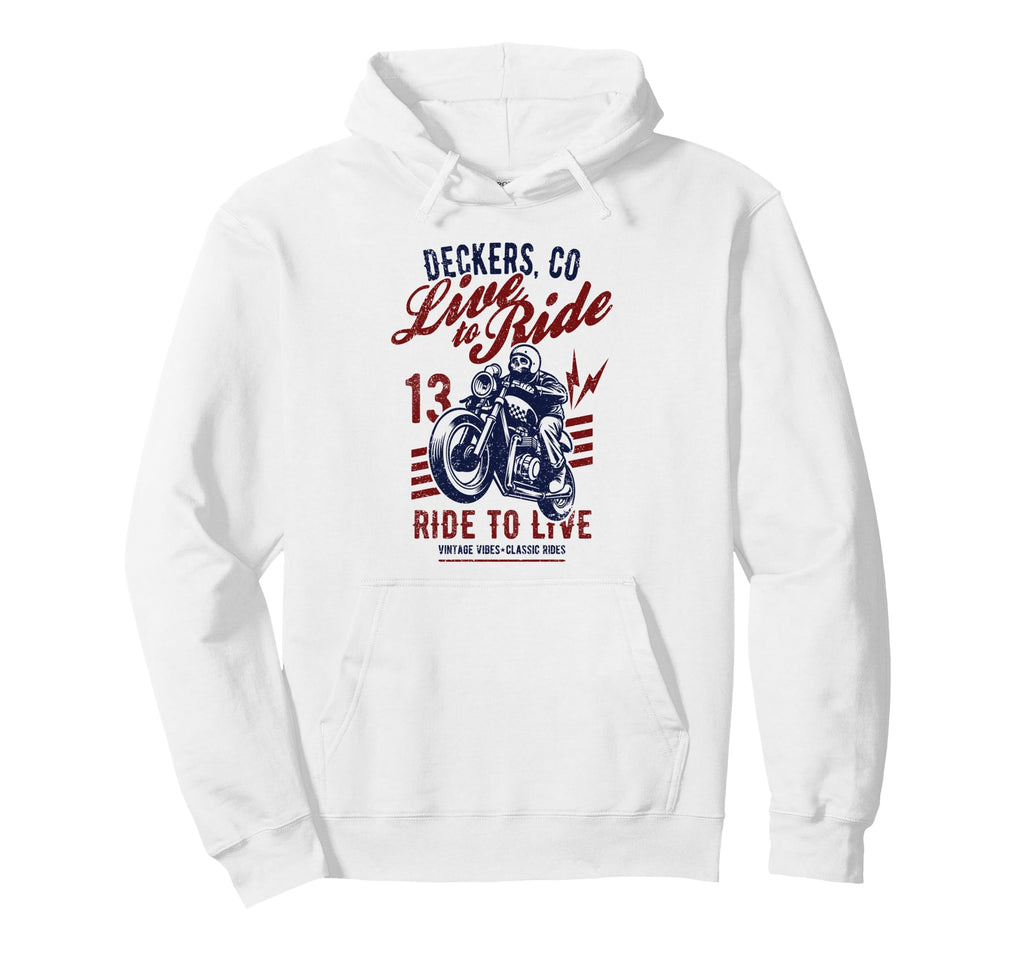 Deckers Colorado Motorcycle Skull Rider Hoodie - Novelty Apparel Unisex - T-Shirt, Sweatshirt, Hoodie