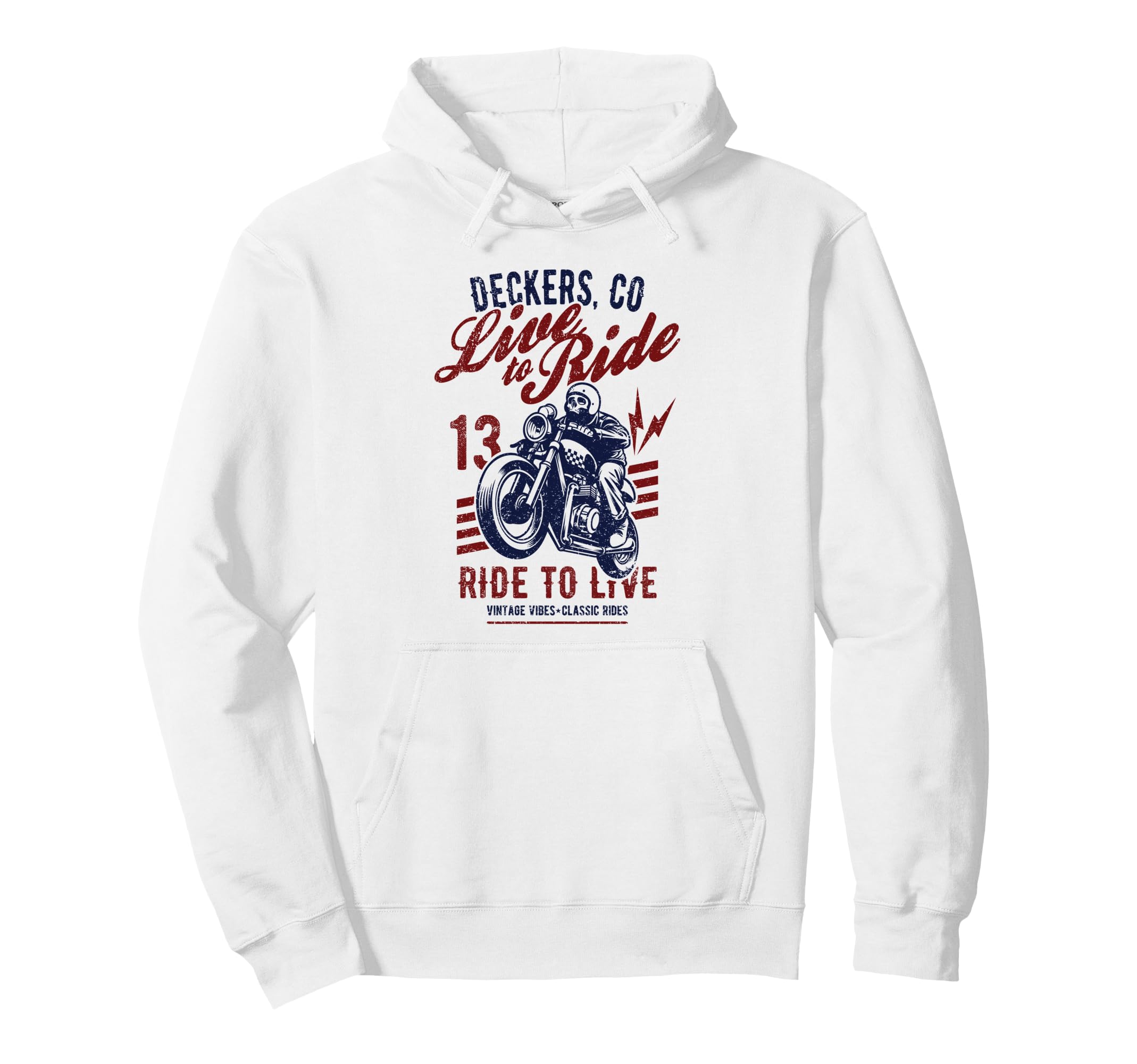 Deckers Colorado Motorcycle Skull Rider Hoodie - Novelty Apparel Unisex - T-Shirt, Sweatshirt, Hoodie