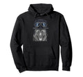 Norwegian Elkhound Wearing Motorcycle Hoodie - Novelty Apparel for Adults - T-Shirt, Sweatshirt, Hoodie