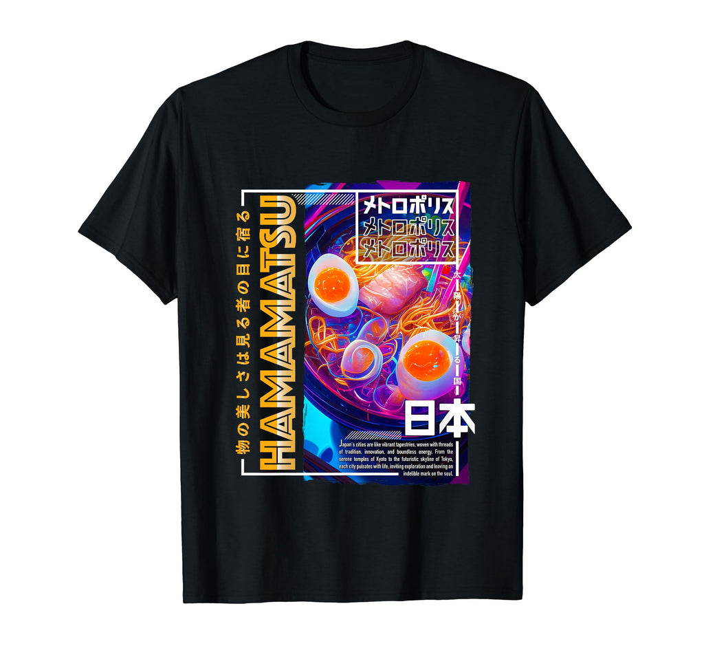 Hamamatsu City 80S Synthwave Ramen T-Shirt - Fun Novelty Design Men Women - T-Shirt, Sweatshirt, Hoodie