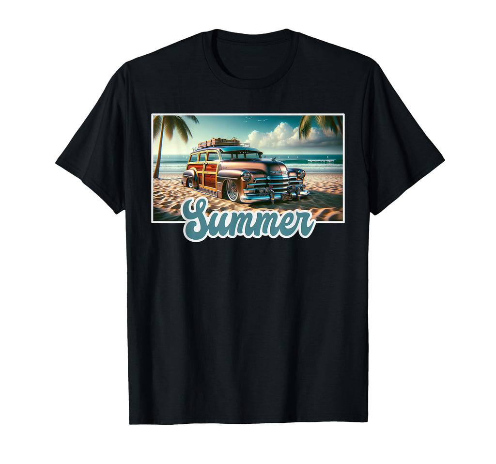 Woody Woodie Wagon Lowrider Beach Summer T-Shirt - Custom Art Print Unisex - T-Shirt, Sweatshirt, Hoodie