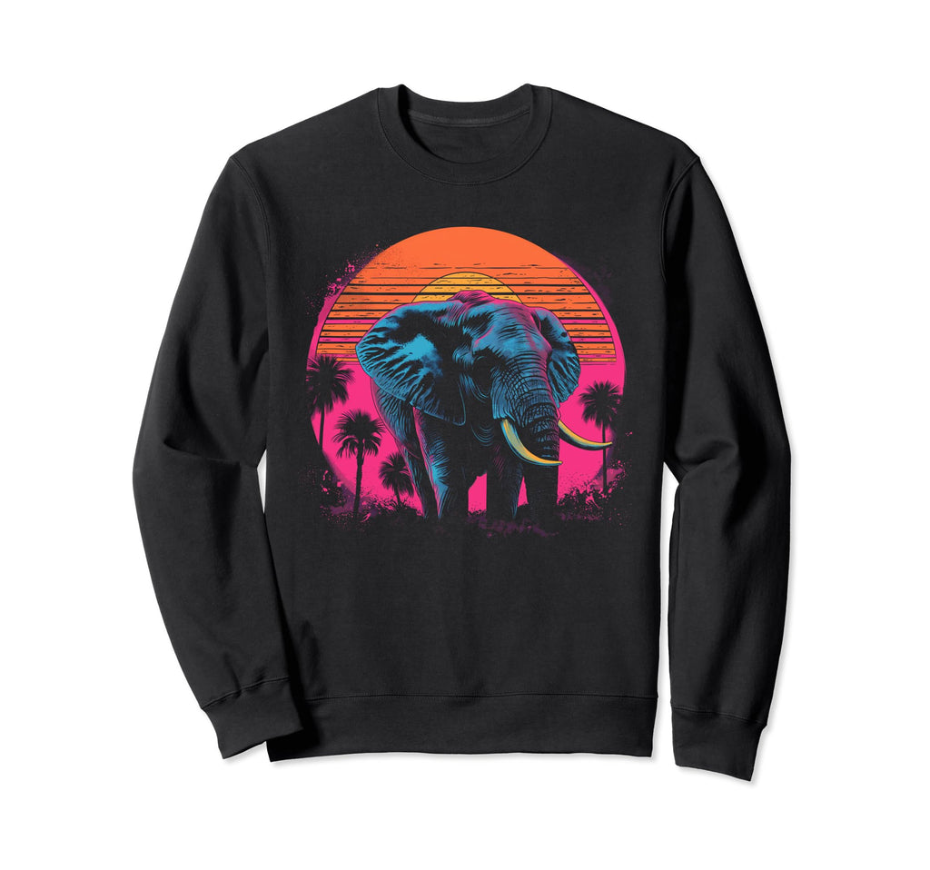 Elephant Vaporwave Aesthetic Sweatshirt - Streetwear Style Men Women - T-Shirt, Sweatshirt, Hoodie