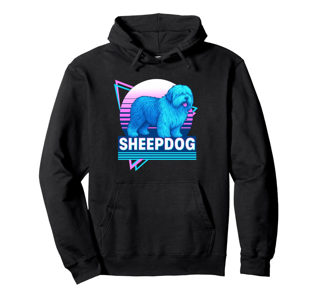 Old English Sheepdog Synthwave Dog Lover Hoodie - Trendy Graphic Unisex - T-Shirt, Sweatshirt, Hoodie