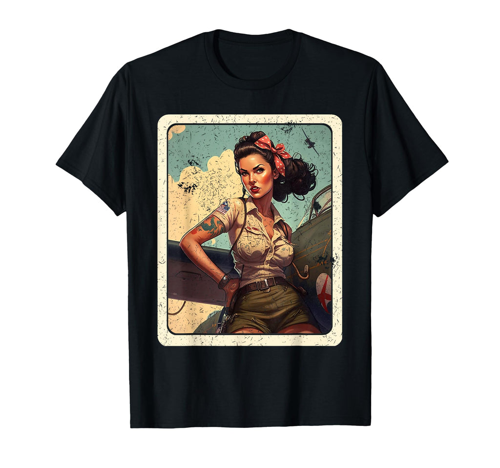 Beautiful Pin Up Wwii T-Shirt - Minimalist Print Men Women - T-Shirt, Sweatshirt, Hoodie