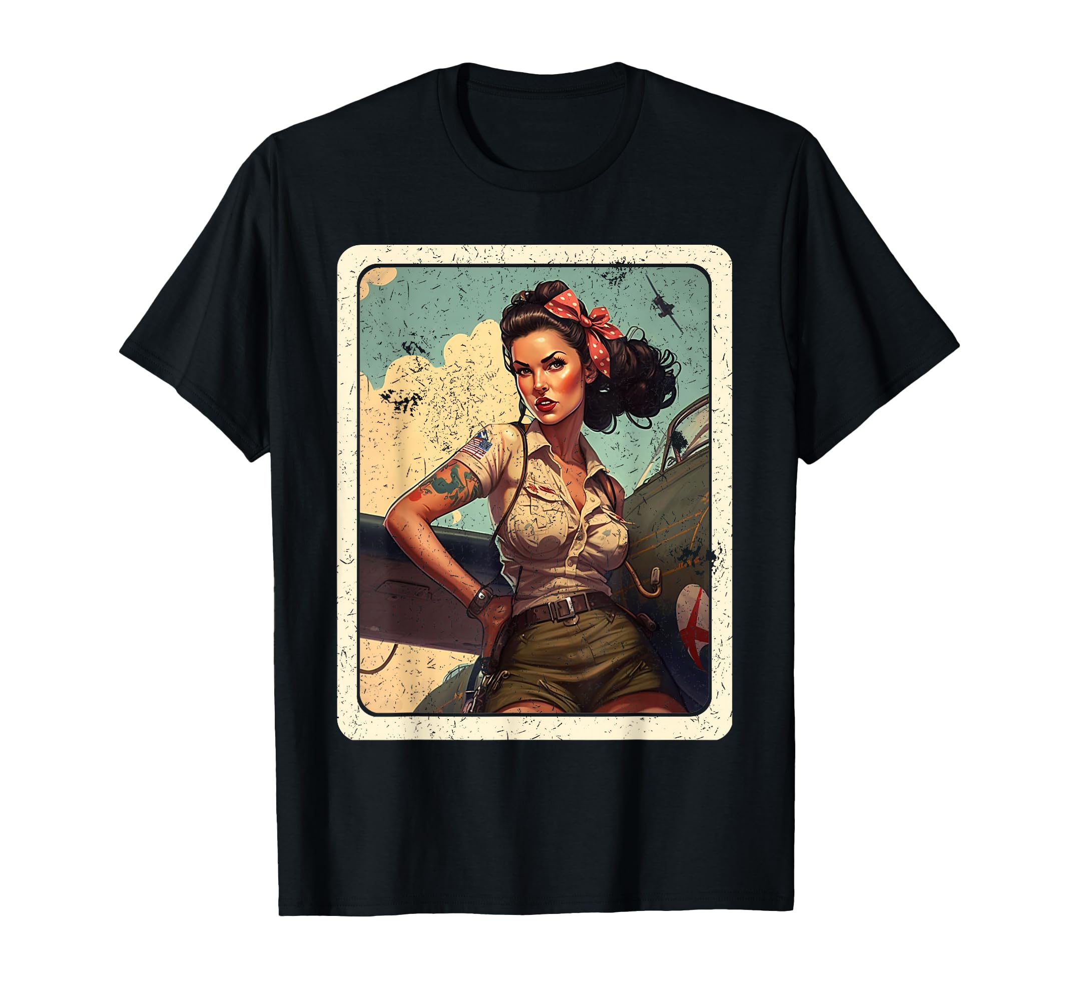 Beautiful Pin Up Wwii T-Shirt - Minimalist Print Men Women - T-Shirt, Sweatshirt, Hoodie