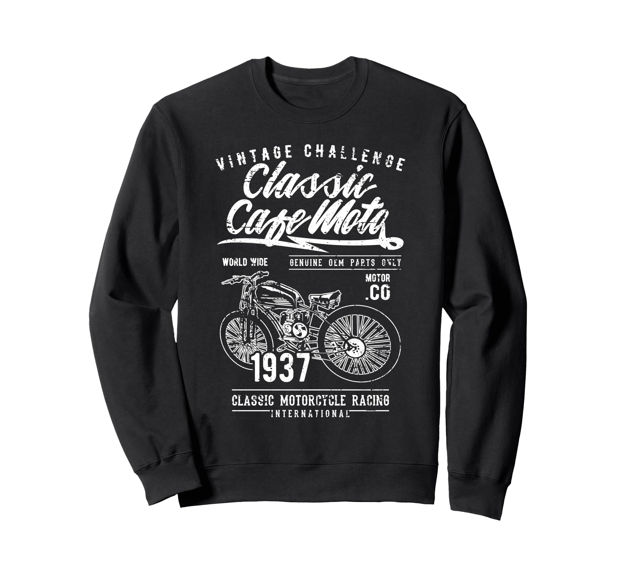 Cafe Racer Motorcycle Distressed Sweatshirt - Aesthetic Graphic for Adults - T-Shirt, Sweatshirt, Hoodie