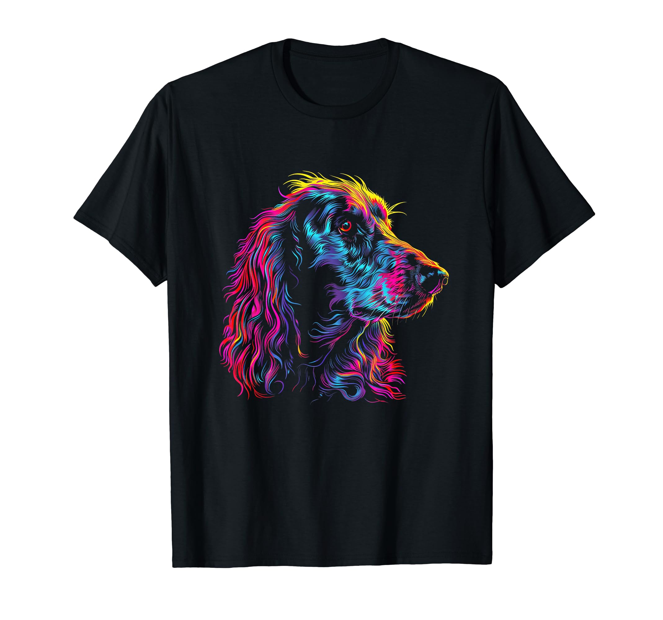 Dog Afghan Hound Vaporwave Retrowave T-Shirt - Graphic Print Unisex - T-Shirt, Sweatshirt, Hoodie