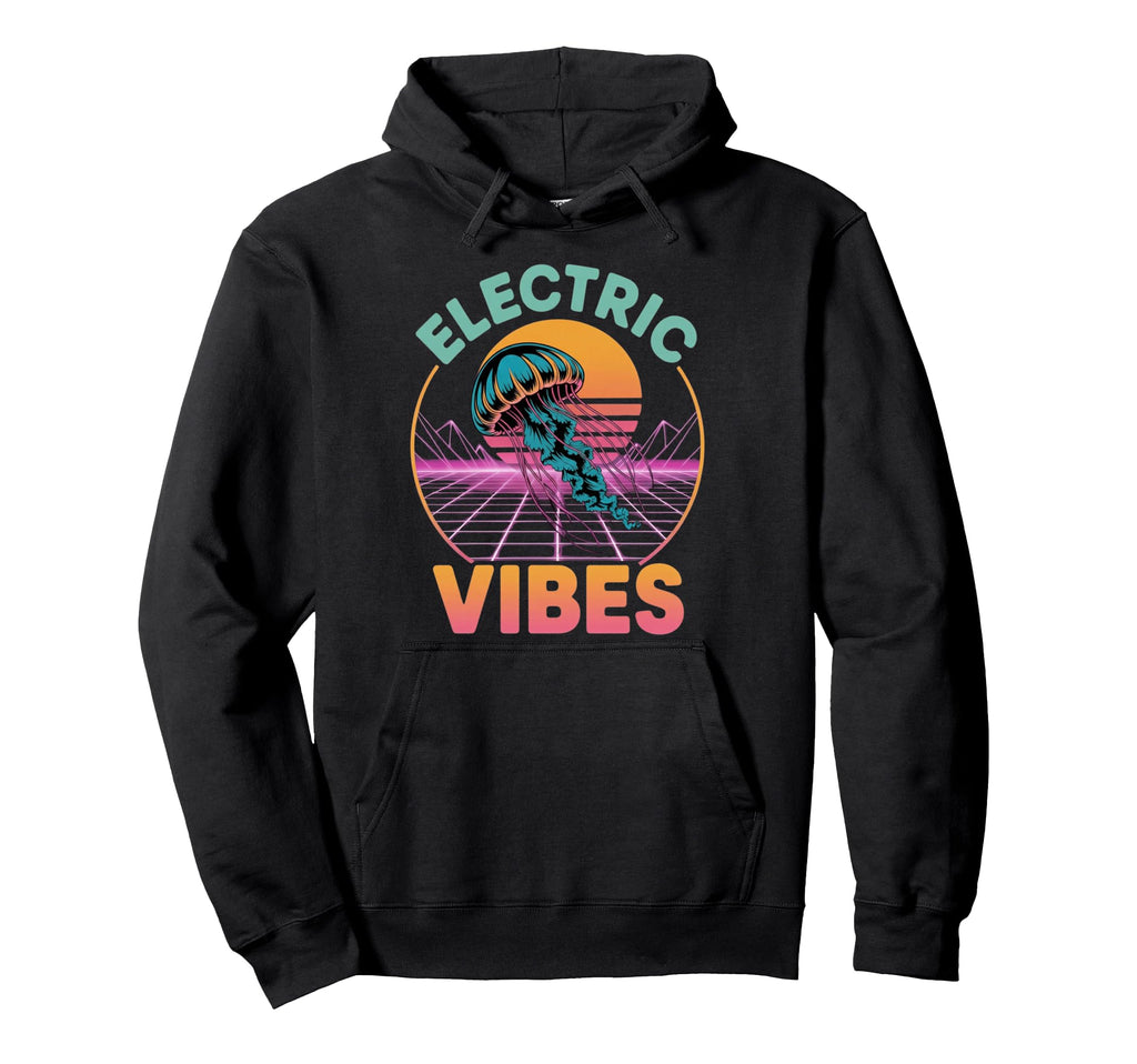 Electric Vibes Jellyfish 80S Hoodie - Aesthetic Graphic Men Women - T-Shirt, Sweatshirt, Hoodie