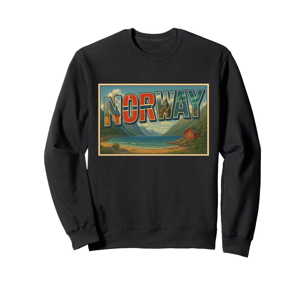 Norway 50S Travel Trip Souvenir Art Sweatshirt - Unique Graphic Unisex - T-Shirt, Sweatshirt, Hoodie