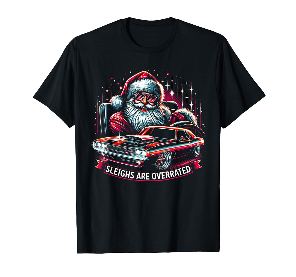 Muscle Car Santa Hotrod V8 T-Shirt - Aesthetic Graphic for Adults - T-Shirt, Sweatshirt, Hoodie